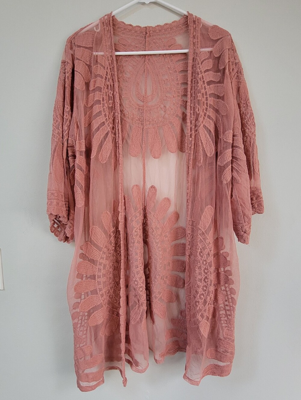 Unbranded Sheer Embroidered Mesh Kimono Women's Size M/L Boho Festival Fairy